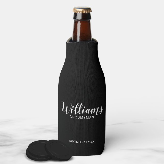 Enfriador De Botellas Groomsmen personalizados de escritura negra modern (Subido por el creador)