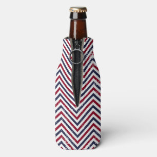 Enfriador De Botellas Grunge Rojo Blanco y Azul Chevron