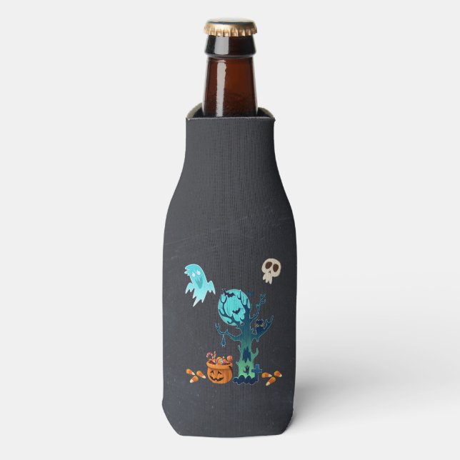 Enfriador De Botellas Halloween Fantasmas espeluznantes Fantasmas Bats S (Frente de la botella)