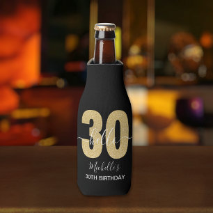 Enfriador De Botellas Hello 30! Elegan 30th birthday with Golden glitter