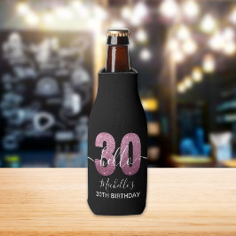Enfriador De Botellas Hello 30! Fun 30th birthday Pink glitter