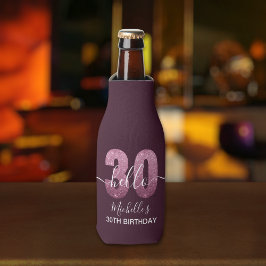 Enfriador De Botellas Hello 30! Fun 30th birthday Pink glitter