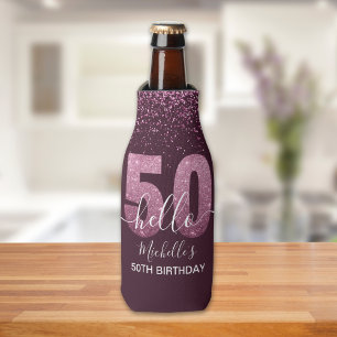 Enfriador De Botellas Hello 50! -Birthday 50th Women's with Pink glitter