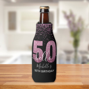 Enfriador De Botellas Hello 50! -Birthday 50th Women's with Pink glitter