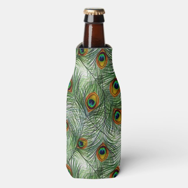 Enfriador De Botellas Hermosa Feather Green Peacock (Frente de la botella)