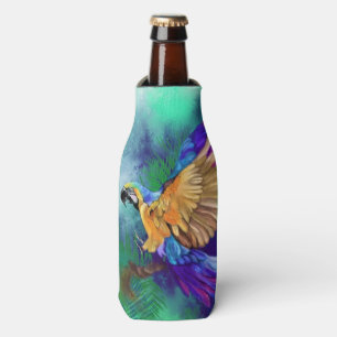 Enfriador De Botellas Hermoso loro colorido - acuarela mezclada 