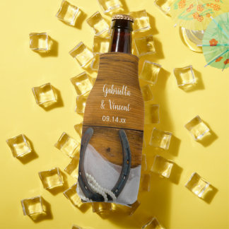 Enfriador De Botellas Herradura y Perlas País Favor de la Boda Occidenta