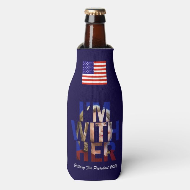 Enfriador De Botellas Hillary Clinton Para Presidente (Frente de la botella)