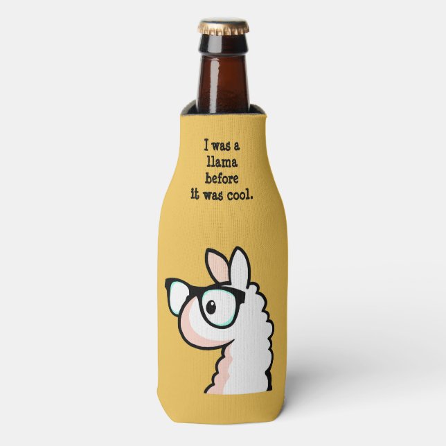 Enfriador De Botellas Hipster Llama (Frente de la botella)