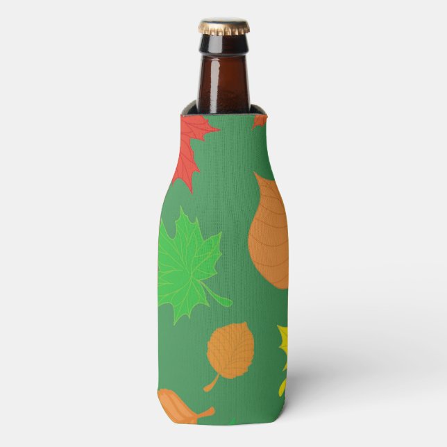 Enfriador De Botellas Hojas de otoño verdes (Frente de la botella)