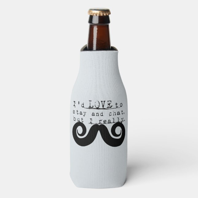 Enfriador De Botellas Humor Divertido Negro Debo Bigote (Frente de la botella)