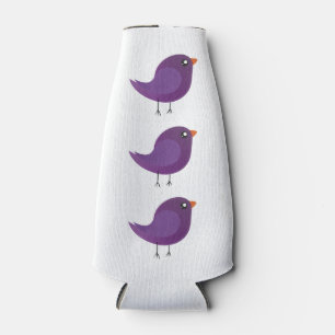 Enfriador De Botellas Ilustración de pajarito morado lindo