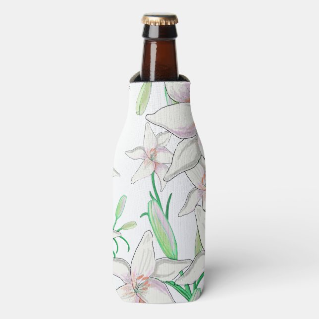 Enfriador De Botellas Ilustracion White Lilies (Frente de la botella)