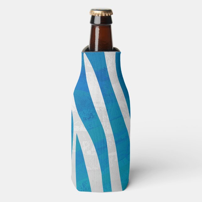 Enfriador De Botellas Impresión azul y blanca de cebra (Frente de la botella)