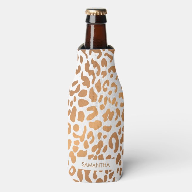 Enfriador De Botellas Impresión de Leopardo Dorado (Frente de la botella)