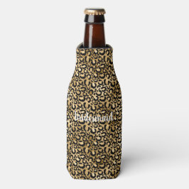 Enfriador De Botellas Impresión de leopardo negro dorado