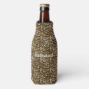 Enfriador De Botellas Impresión de leopardo negro dorado