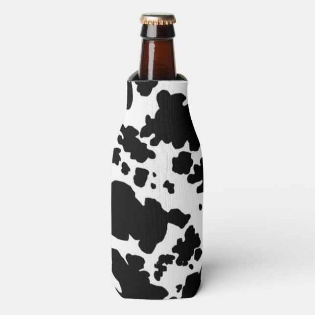 Enfriador De Botellas Impresión de los puntos modernos de vaca negro (Frente de la botella)