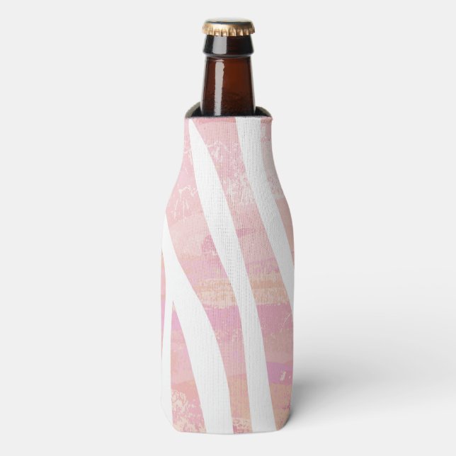 Enfriador De Botellas Impresión en rosa y blanco cebra (Frente de la botella)