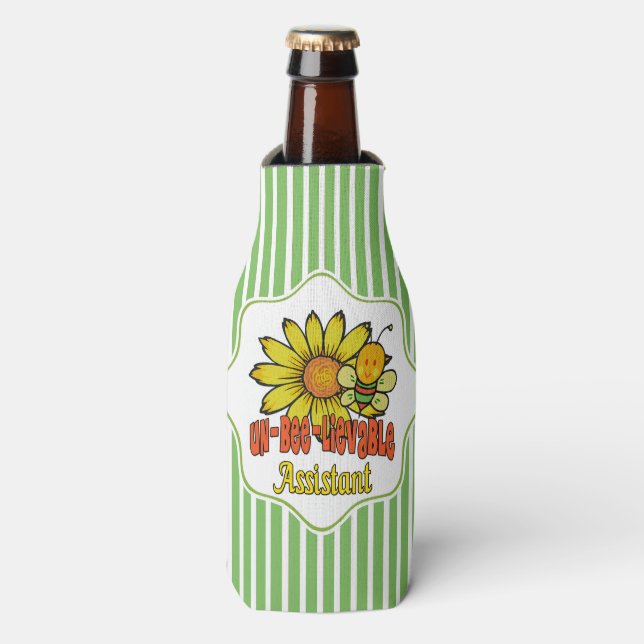 Enfriador De Botellas Increíble ayudante girasoles y abejas (Frente de la botella)