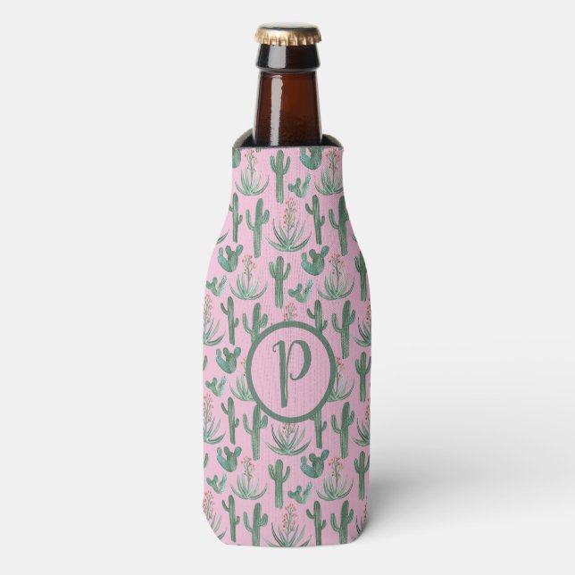 Enfriador De Botellas Iniciales de PERSONALIZADO de acuarela del patrón  (Frente de la botella)