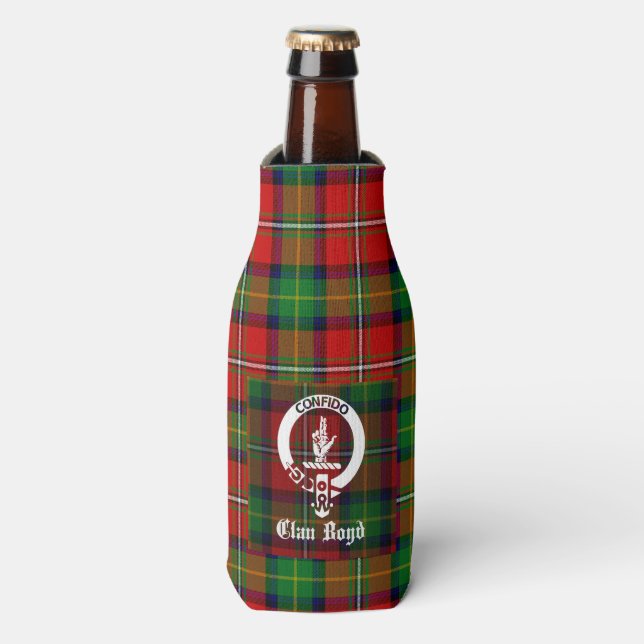 Enfriador De Botellas Insignia de Escudo de Clan Boyd y Tartán (Frente de la botella)