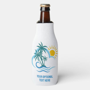 Enfriador De Botellas Islas tropicales de texto y nombre personalizados