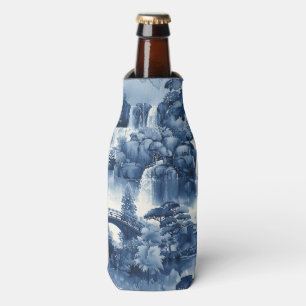 Enfriador De Botellas Jardín de agua japonés en porcelana azul blanca