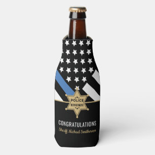 Enfriador De Botellas Jubilación de alguacil de la policía con bandera a