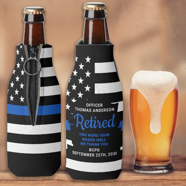 Enfriador De Botellas Jubilación de Oficial de Policía Línea Azul delgad (Subido por el creador)