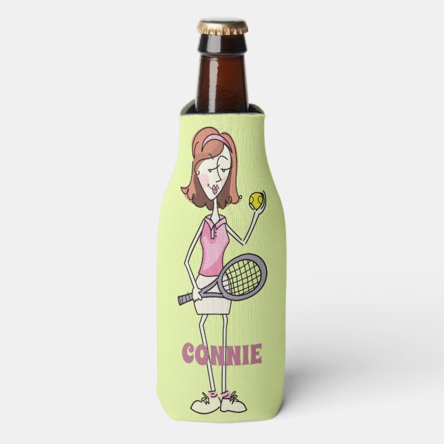 Enfriador De Botellas Jugador de tenis personalizado (Frente de la botella)