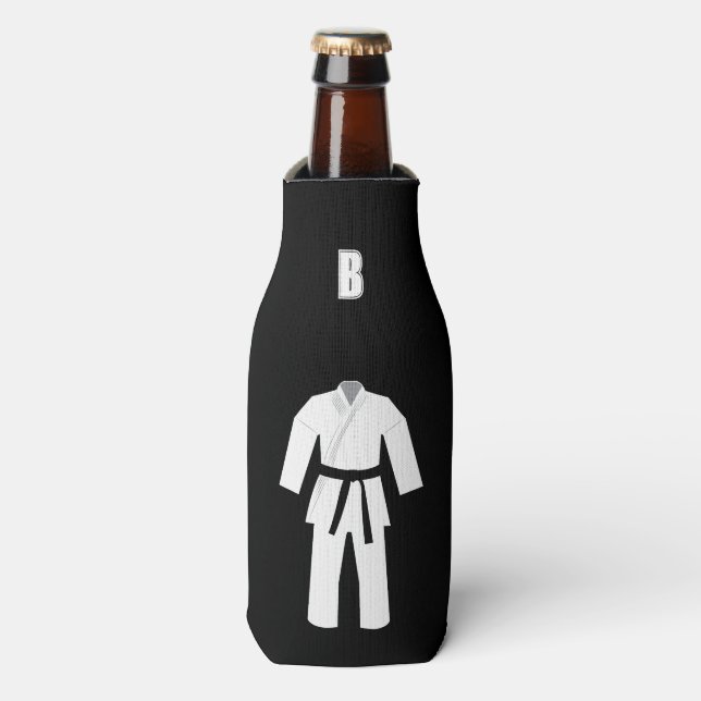 Enfriador De Botellas Karate, Judo. Martial Arts Black Belt Monogram (Frente de la botella)