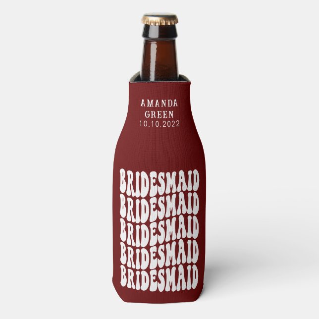 Enfriador De Botellas La dama de honor personalizada Boho Retro de moda  (Frente de la botella)