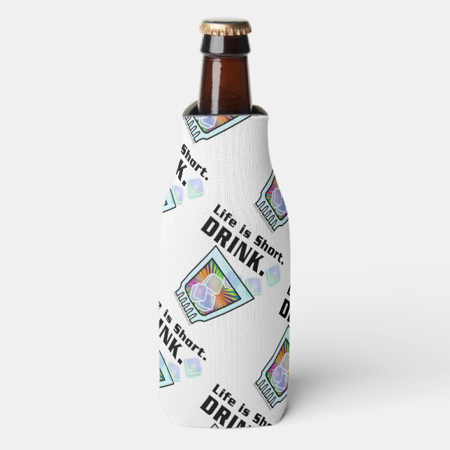 ENFRIADOR DE BOTELLAS - La vida es corta. BEBE. (Frente de la botella)