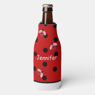 Enfriador De Botellas Ladybugs y Polka Dots Personalizado Frasco