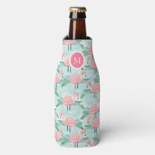 Enfriador De Botellas Laguna Tropical Rosa Flamingos Personalizada