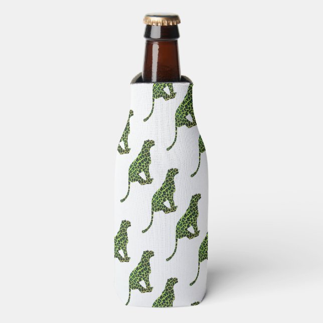 Enfriador De Botellas Leopard Black and Green Silhouette (Frente de la botella)