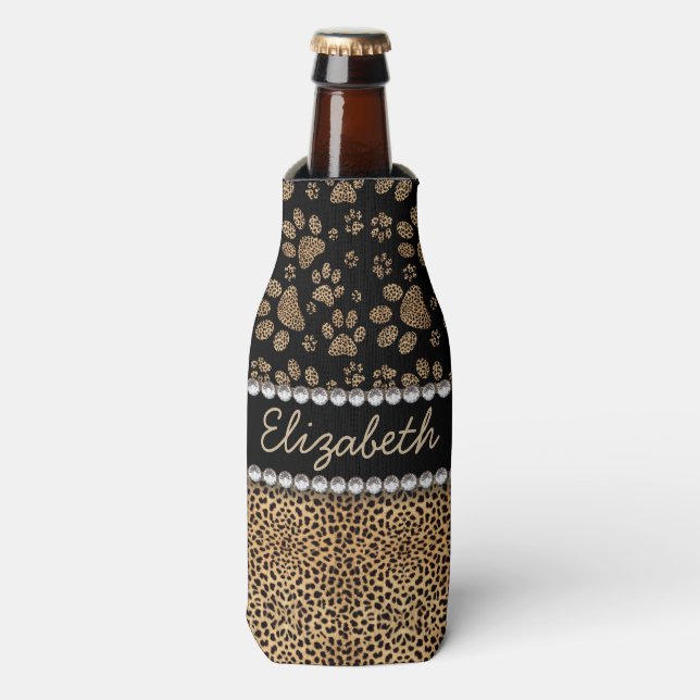 Enfriador De Botellas Leopard Spot Paw Imprime IMPRESIÓN FOTOGRÁFICA Dia (Frente de la botella)
