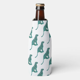 Enfriador De Botellas Leopardo negro e impresión Verde azulada