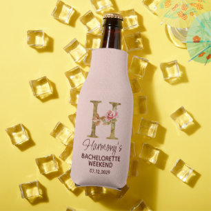 Enfriador De Botellas Letra personalizada H Rosa rosa rubor oro