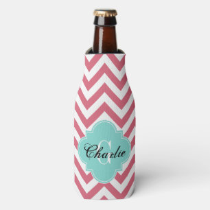 Enfriador De Botellas LG Chevron Turquoise Name Init Monograma