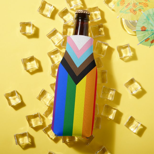 Enfriador De Botellas LGBTQ y Orgullo - Bandera del progreso del arco ir (Verano in situ)