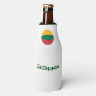 Enfriador De Botellas Lituania, verde rojo lituano y bandera amarilla