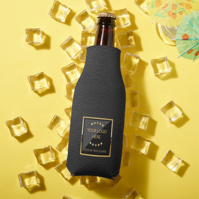 Enfriador De Botellas Logo de Black Business Faux Leather (Verano in situ)