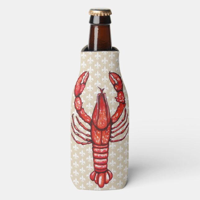 Enfriador De Botellas Louisiana Cajun Crawfish & Fleur De Lis (Frente de la botella)