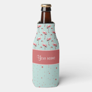 Enfriador De Botellas Lunares rosados personalizados de los flamencos