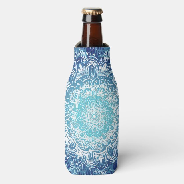 Enfriador De Botellas Mandala azul (Frente de la botella)