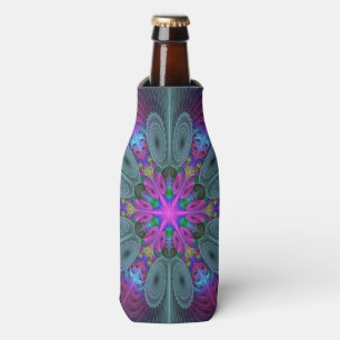 Enfriador De Botellas Mandalá desde el centro Arte fractal colorido con