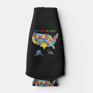 Enfriador De Botellas Mapa colorido de los Estados Unidos de América con