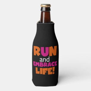 Enfriador De Botellas Maratón de ejecución de naranja de texto rosado